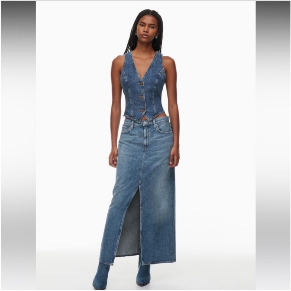 New Agolde Blue Denim Midi Skirt sz S